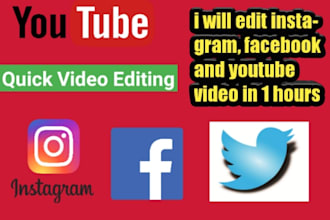 do professinal editing for youtube, instagram in 5 hours