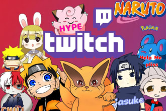 draw chibi cartoon anime logo for twitch stream