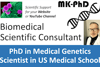 be your biomedical  consultant for website or youtube channel
