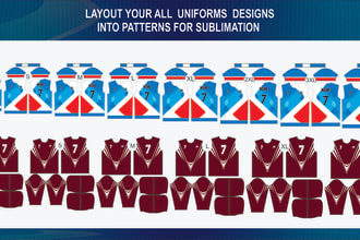 layout your jersey design into pattern for sublimation print