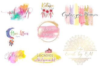 design luxury  feminine watercolor logo in boho style