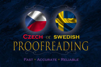 proofread and edit a text in czech or swedish