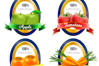 make a vintage organic food labels collection logo for you
