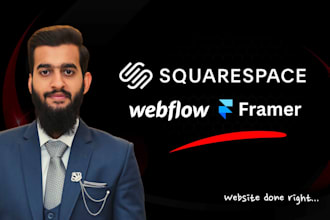 design modern website, landing page using squarespace, webflow, framer