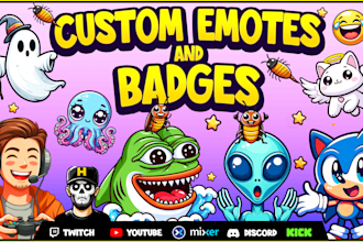 draw custom emotes sub badges and emojis for  twitch youtube discord subscriber
