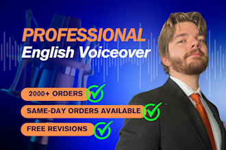 record a professional english voice over of any topic