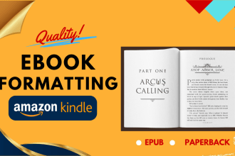 do book formatting and layout design, paperback on amazon kindle KDP