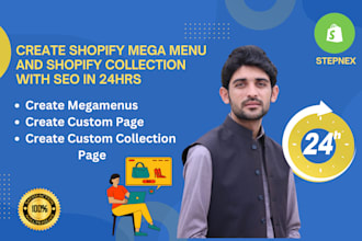 create shopify mega menu and shopify collection with SEO in 1 day
