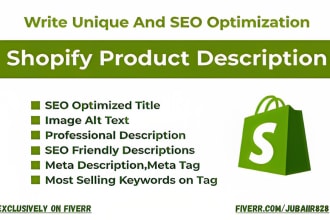 write proper SEO shopify products description and title