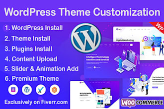 install and configure wordpress, setup theme, customize and fix  wp issue