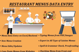 do restaurant menus data entry grubhub, uber eats, doordash, clover menu, wix