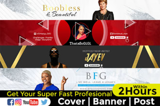design facebook cover, youtube channel art, web banner, logo