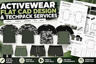 do fashion activewear design or technical flat cad design