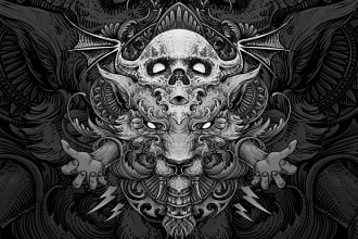 draw glorious art with bw engraving style, ideal for tattoo