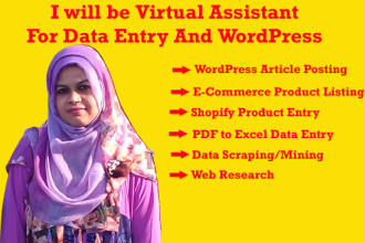 be a professional virtual assistant for wordpress, data entry