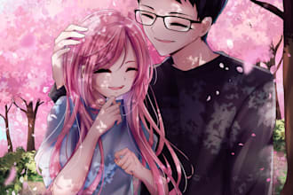 draw couple in anime style
