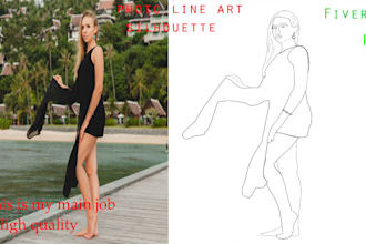 vector line art, draw stencil from photo, image outline