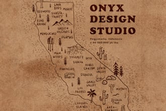 create hand drawn vintage map design