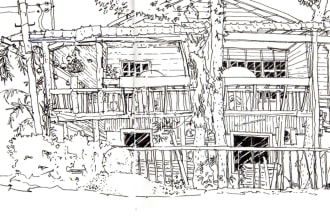 do watercolor style architectural or interior illustration