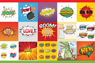 create comic book words and illustration art
