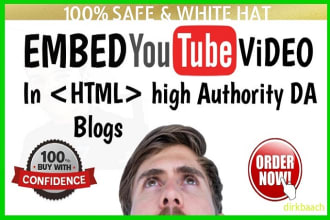 embed youtube video in high da web20 blogs video seo ranking first on google