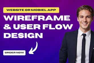 design app or web wireframe, UI design, and user flows