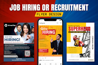 design job hiring flyer, recruitment flyer, pamphlet, leaflet, social media ads