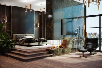 create exclusive interior design, photorealistic 3d visualization