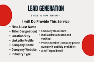 do data entry,leads generation,data mining and database linkedin leads
