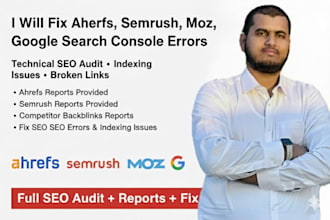 fix ahrefs site audit, semrush, google search console errors, website seo audit
