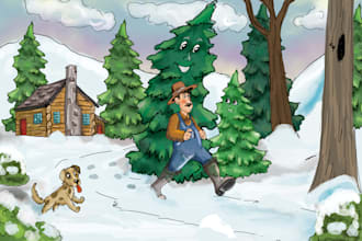 illustrate children book illustration watercolour style