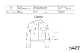 drawing and design fashion tech pack