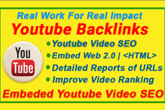 manually embed youtube video SEO backlinks on 50 web 2 with video embed