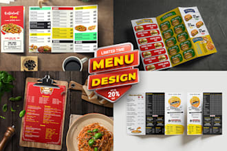 design professional restaurant menus, digital food menus, and price lists