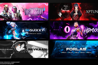 design amazing gaming header, banner twitter twitch youtube