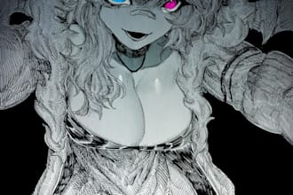 make illustration in dark and horror style for halloween anime manga