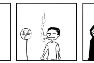 draw a 3 panel webcomic