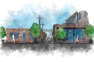 sketch architecture building or houses with watercolour rendering