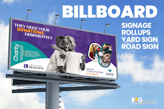 design billboard, sign board, yard sign, hoarding, shop front banner or signage