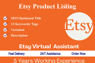 create etsy listing with SEO title, tags and description