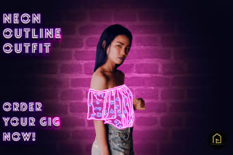 create attractive neon effect logo and neon outline outfit