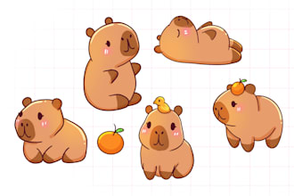 create custom kawaii character illustrations