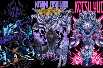 create anime design illustration for tshirt or merchandise