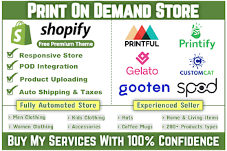 develop automated shopify print on demand pod store printful printify gelato