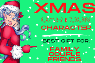 draw a christmas greeting card for your friends or family in my cartoon style