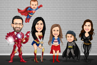 draw amazing  superhero caricature