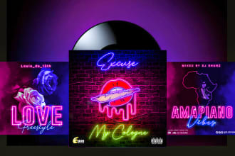 design neon album cover , single cover and mixtape cover art