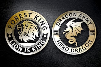 design professional 3d badge gold and silver metallic logo