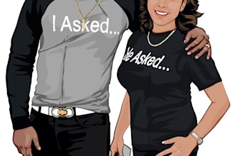 doing a couple in simple cartoon color style
