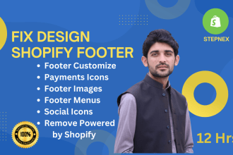 fix, design shopify footer menu and footer images